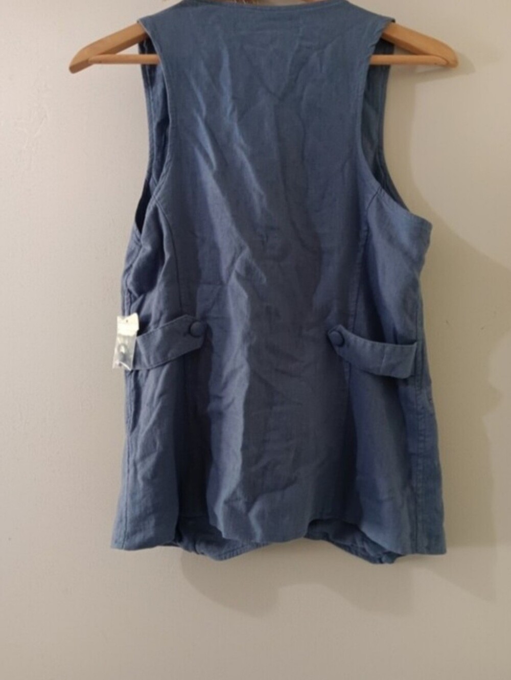 Free People Millie Sleeveless Denim Gray Linen Blend Button Front Shirt Vest - Picture 5 of 8